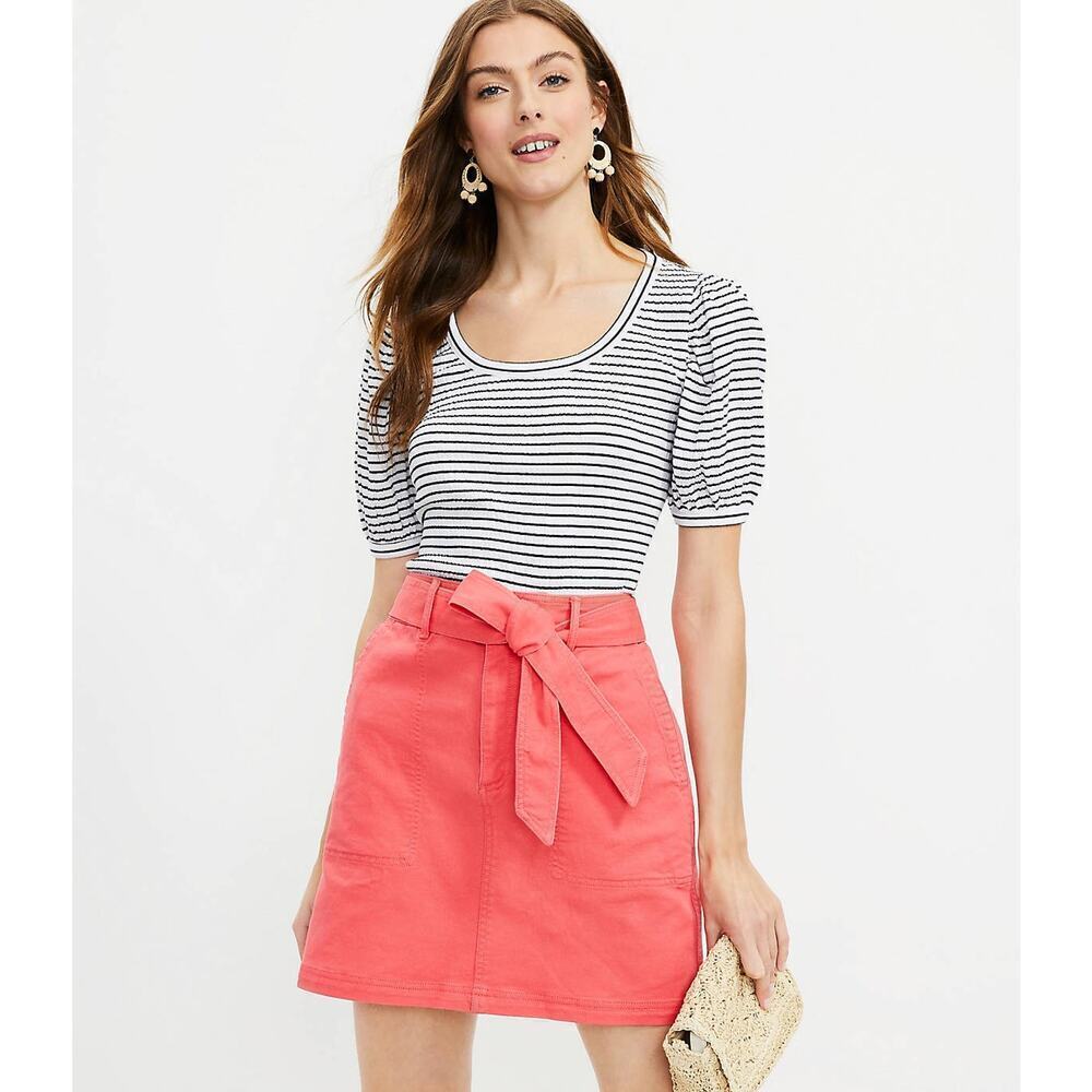 Ann Taylor LOFT Size 10 Utility Pocket Skirt Pink Coral Cotton Blend Short Mini